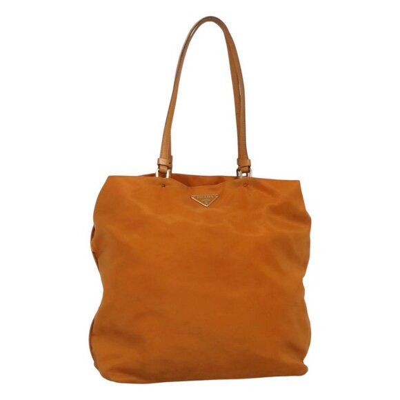 PRADA Shoulder Bag Nylon Orange Gold Auth EC663 - Picture 1 of 16
